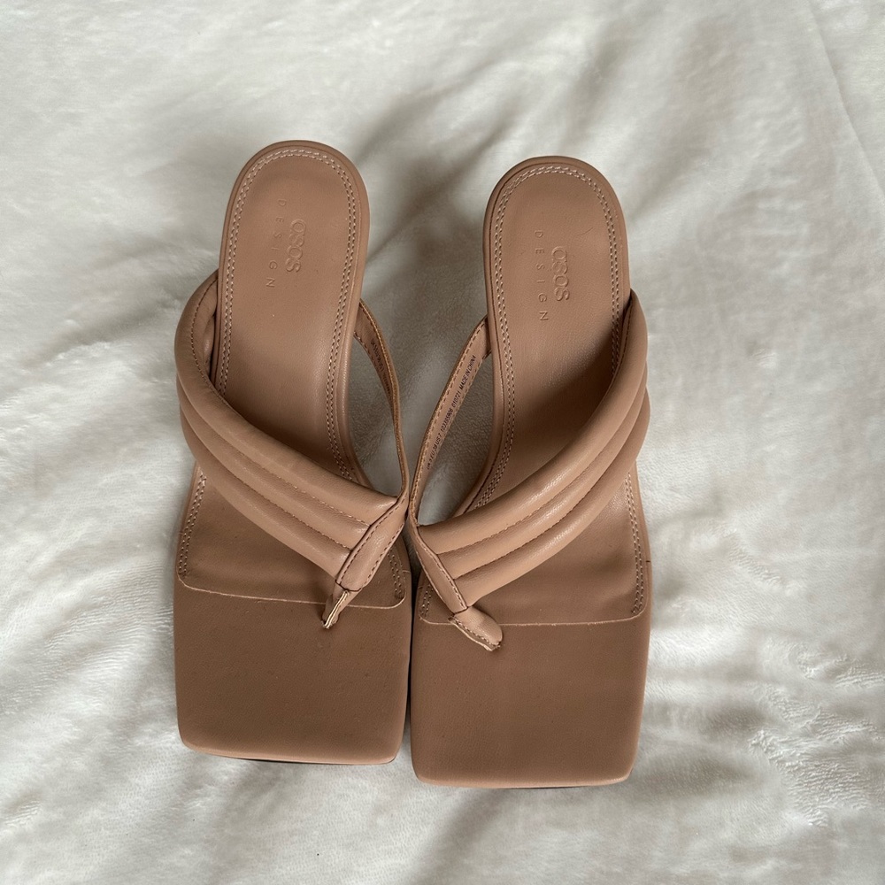 ASOS NUDE SQUARE TOE HEEL